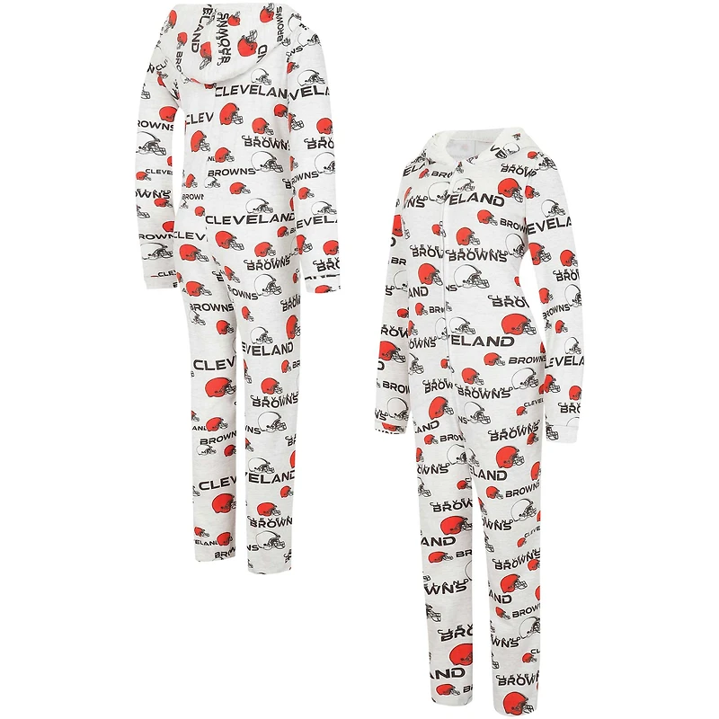 Women's Concepts Sport Cream Cleveland Browns Docket Hoodie Full-Zip Union Suit