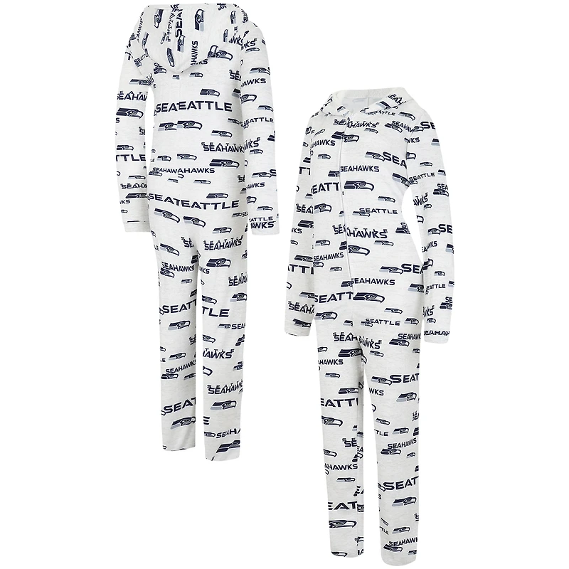 Women's Concepts Sport  Cream Seattle Seahawks Docket Hoodie Full-Zip Union Suit