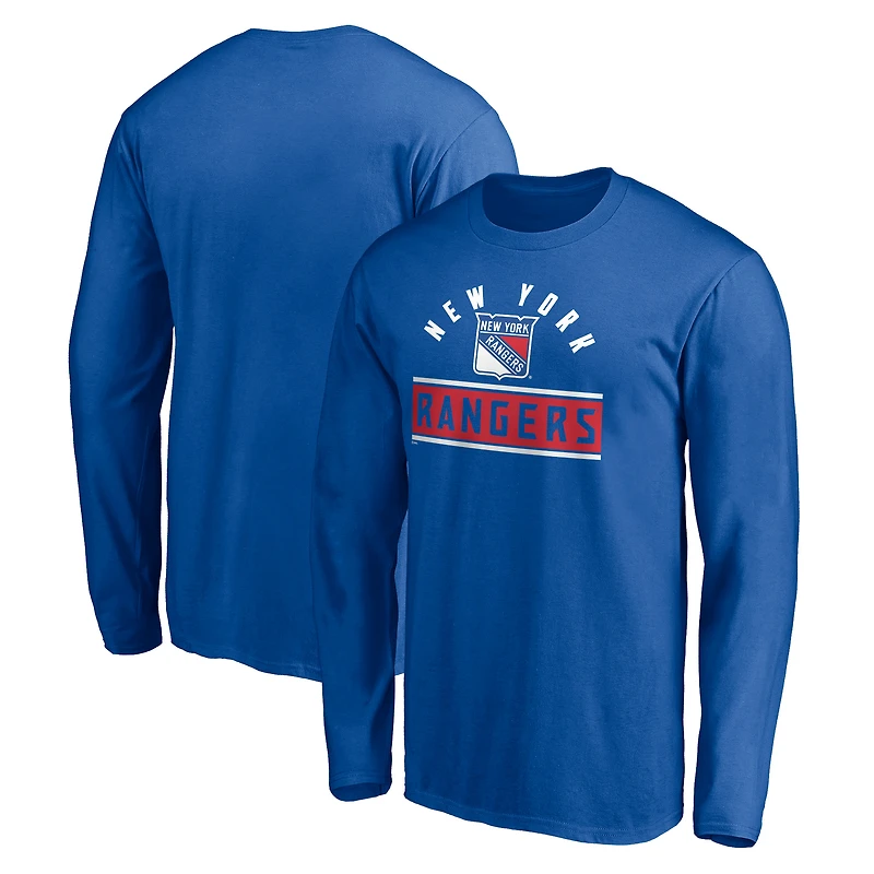 Men's Blue New York Rangers Team Arch Knockout Long Sleeve T-Shirt