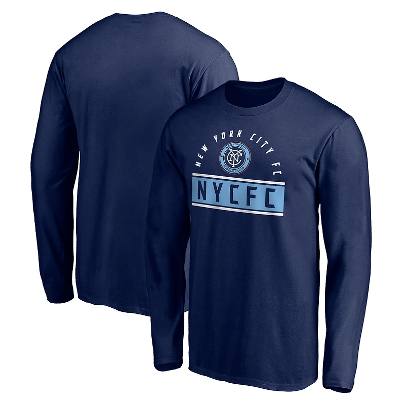 Men's Navy New York City FC Team Arch Knockout Long Sleeve T-Shirt
