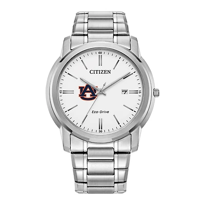 Men's Citizen Watch Silver Auburn Tigers Eco-Drive Dial Stainless Steel Watch