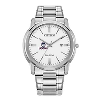 Men's Citizen Watch Silver UConn Huskies Eco-Drive White Dial Stainless Steel Watch