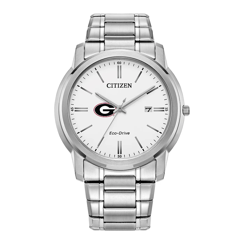 Men's Citizen Watch Silver Georgia Bulldogs Eco-Drive Dial Stainless Steel Watch