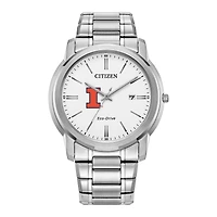 Men's Citizen Watch Silver Illinois Fighting Illini Eco-Drive Dial Stainless Steel Watch