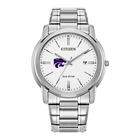 Men's Citizen Watch Silver Kansas State Wildcats Eco-Drive Dial Stainless Steel Watch