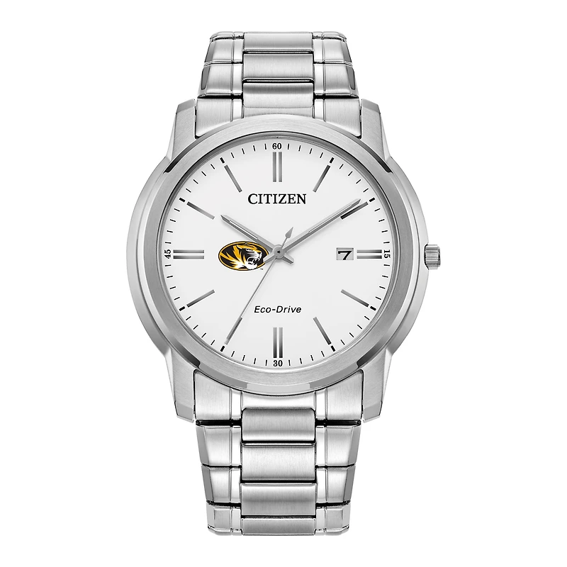 Men's Citizen Watch Silver Missouri Tigers Eco-Drive Dial Stainless Steel Watch