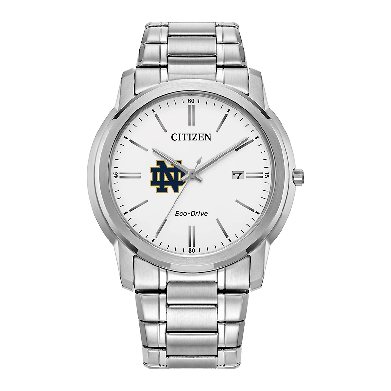 Men's Citizen Watch Silver Notre Dame Fighting Irish Eco-Drive Dial Stainless Steel Watch