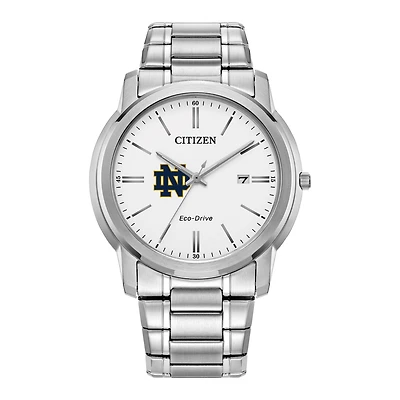 Men's Citizen Watch Silver Notre Dame Fighting Irish Eco-Drive Dial Stainless Steel Watch