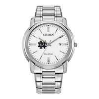 Men's Citizen Watch Silver Notre Dame Fighting Irish Eco-Drive Dial Stainless Steel Watch