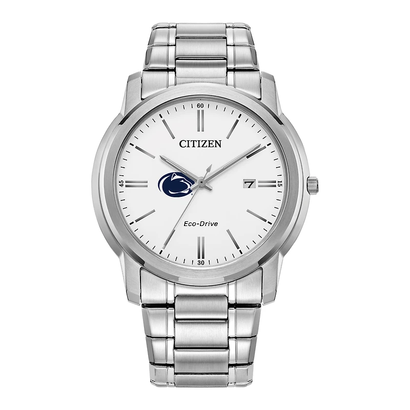 Men's Citizen Watch Silver Penn State Nittany Lions Eco-Drive Dial Stainless Steel Watch