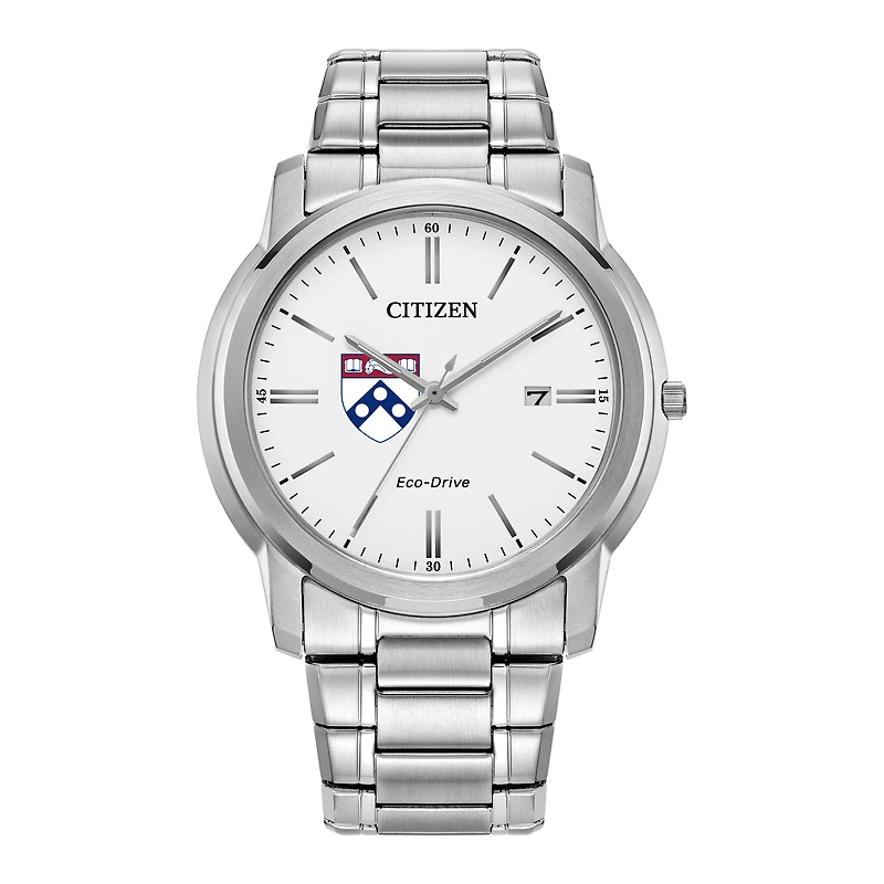 Men's Citizen Watch Silver Pennsylvania Quakers Eco-Drive Dial Stainless Steel Watch