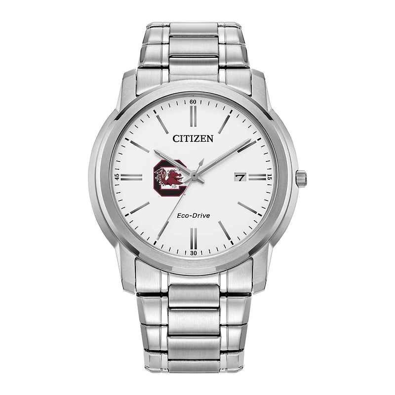 Men's Citizen Watch Silver South Carolina Gamecocks Eco-Drive Dial Stainless Steel Watch