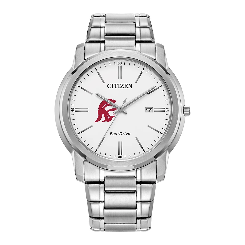 Men's Citizen Watch Silver USC Trojans Eco-Drive Dial Stainless Steel Watch