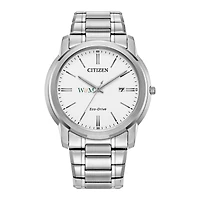 Men's Citizen Watch Silver William & Mary Tribe Eco-Drive Dial Stainless Steel Watch