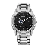Men's Citizen Watch Silver Gonzaga Bulldogs Eco-Drive Black Dial Stainless Steel Watch