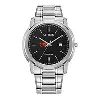 Men's Citizen Watch Silver Oregon State Beavers Eco-Drive Black Dial Stainless Steel Watch
