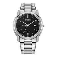Men's Citizen Watch Silver William & Mary Tribe Eco-Drive Black Dial Stainless Steel Watch