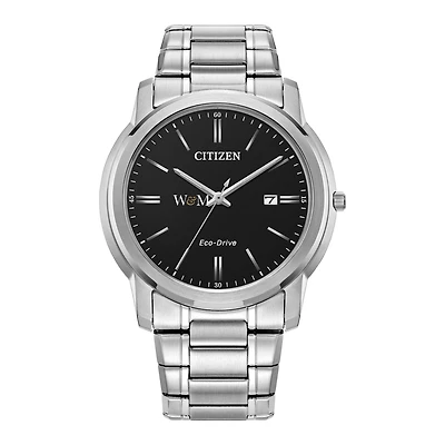 Men's Citizen Watch Silver William & Mary Tribe Eco-Drive Black Dial Stainless Steel Watch