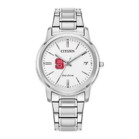 Women's Citizen Watch Silver NC State Wolfpack Eco-Drive White Dial Stainless Steel Watch