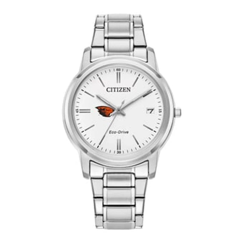 Women's Citizen Watch Silver Oregon State Beavers Eco-Drive White Dial Stainless Steel Watch