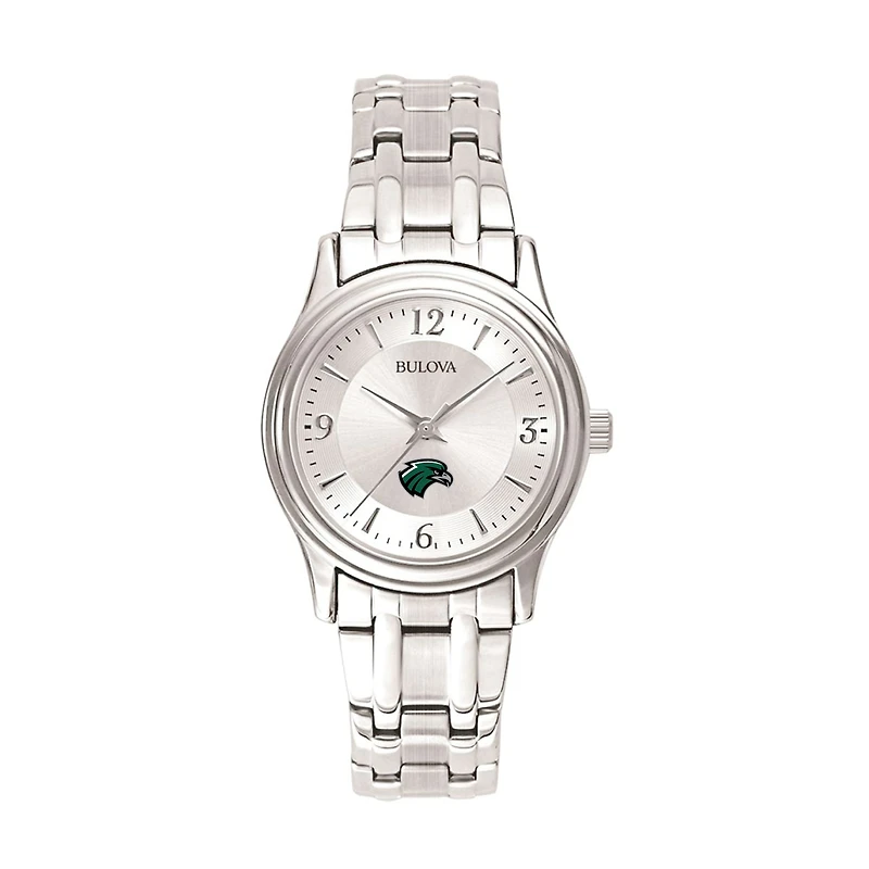 Women's Bulova Silver Northeastern State Riverhawks Silver-Tone Dial Stainless Steel Quartz Watch
