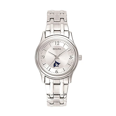 Women's Bulova Silver Westfield State Owls Silver-Tone Dial Stainless Steel Quartz Watch
