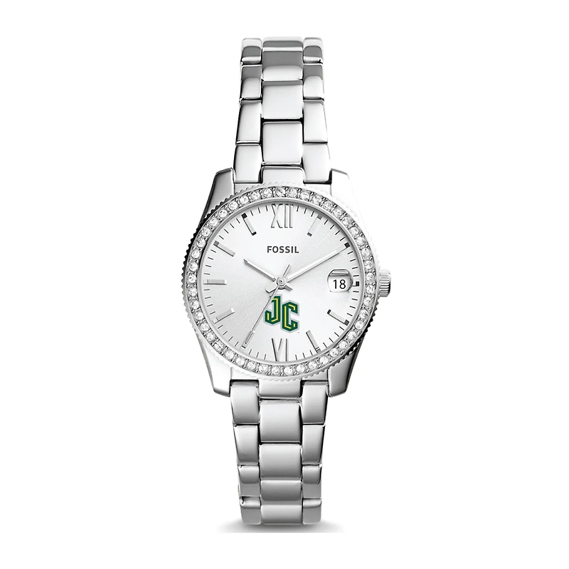 Women's Fossil Silver New Jersey City Gothic Knights Scarlette Mini Three-Hand Date Watch