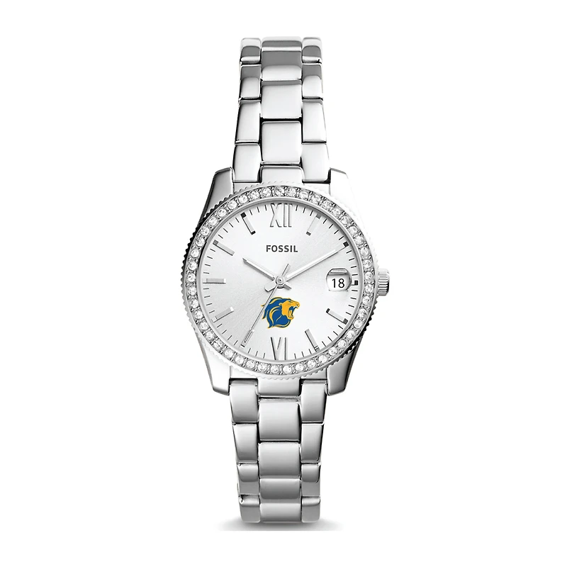 Women's Fossil Silver College of New Jersey Lions Scarlette Mini Three-Hand Date Watch