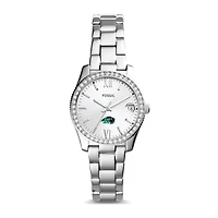 Women's Fossil  Silver Nichols College Bison Scarlette Mini Three-Hand Date Watch