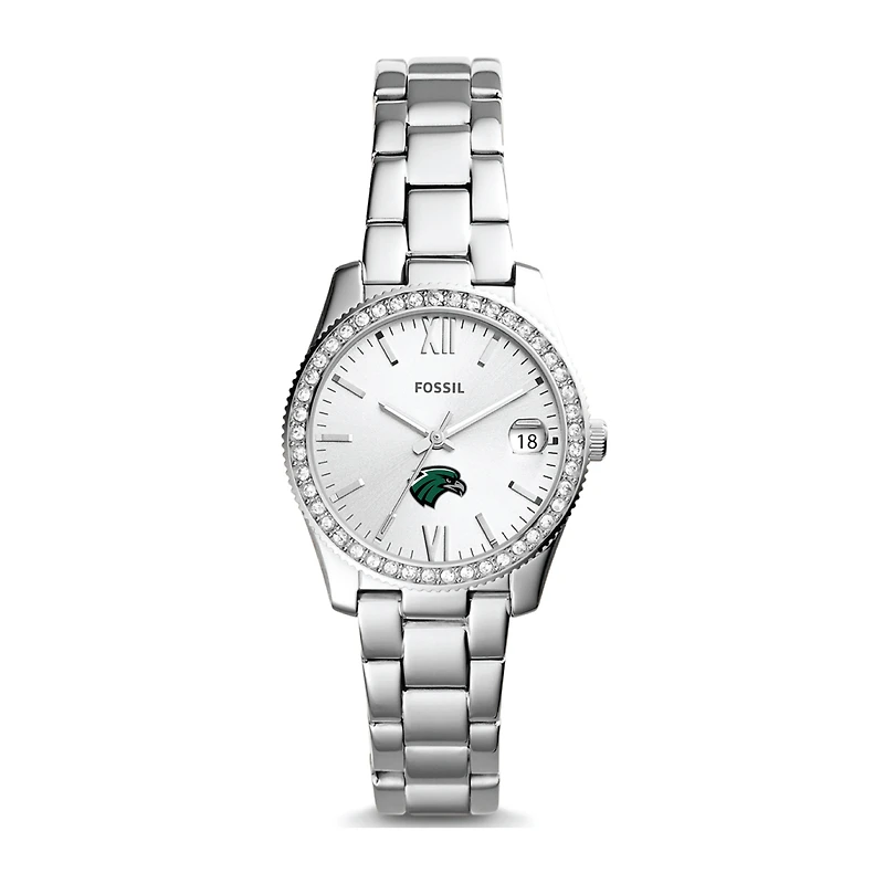 Women's Fossil Silver Northeastern State Riverhawks Scarlette Mini Three-Hand Date Watch
