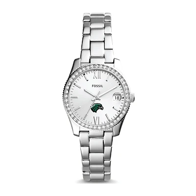 Women's Fossil Silver Northeastern State Riverhawks Scarlette Mini Three-Hand Date Watch