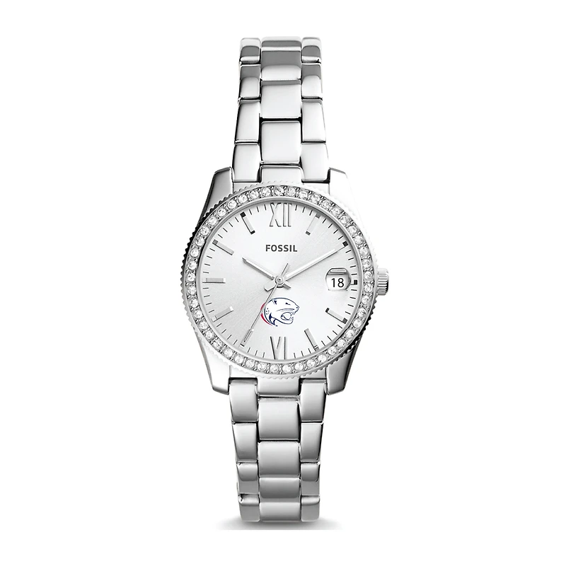 Women's Fossil Silver South Alabama Jaguars Scarlette Mini Three-Hand Date Watch