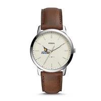 Men's Fossil  Silver UNC Greensboro Spartans The Minimalist Brown Leather Watch