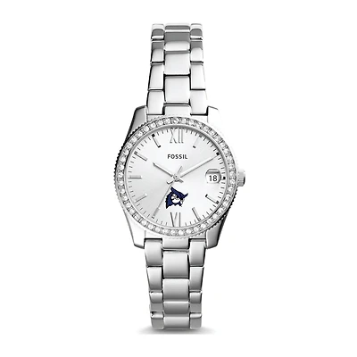 Women's Fossil Silver Westfield State Owls Scarlette Mini Three-Hand Date Watch