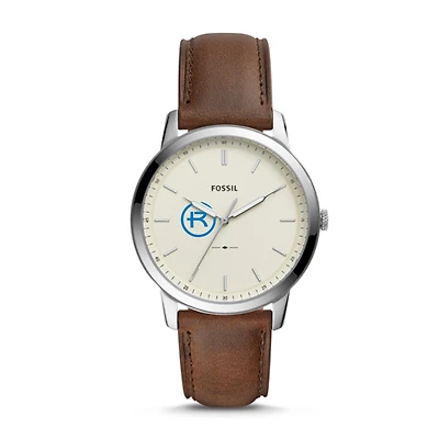 Men's Fossil Silver Rockhurst Hawks The Minimalist Brown Leather Watch
