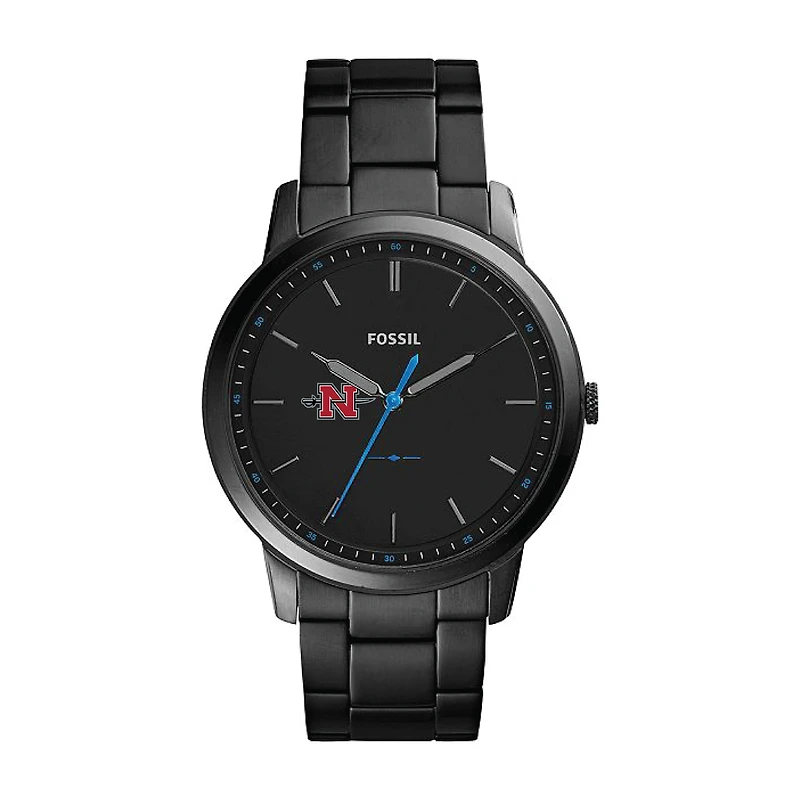 Men's Fossil  Black Nicholls State Colonels Minimalist Slim Stainless Steel Watch