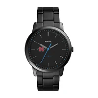 Men's Fossil  Black Nicholls State Colonels Minimalist Slim Stainless Steel Watch