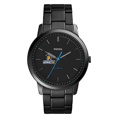 Men's Fossil  Black UNC Greensboro Spartans Minimalist Slim Stainless Steel Watch