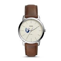 Men's Fossil  Silver Texas Tyler Patriots The Minimalist Brown Leather Watch