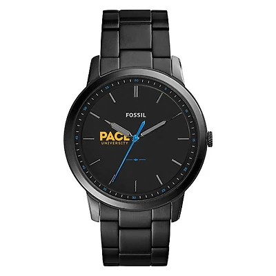 Men's Fossil Black Pace University Setters Minimalist Slim Stainless Steel Watch
