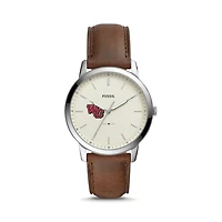 Men's Fossil  Silver Washington College Shoremen The Minimalist Brown Leather Watch