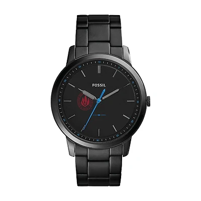 Men's Fossil  Black Rhode Island Anchormen Minimalist Slim Stainless Steel Watch