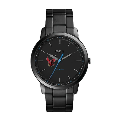 Men's Fossil  Black Roberts Wesleyan Redhawks Minimalist Slim Stainless Steel Watch