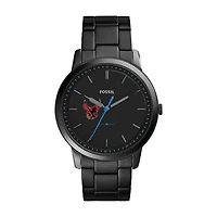 Men's Fossil  Black Roberts Wesleyan Redhawks Minimalist Slim Stainless Steel Watch