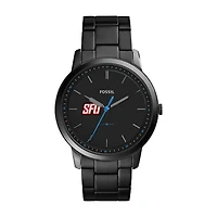 Men's Fossil  Black Saint Francis Red Flash Minimalist Slim Stainless Steel Watch