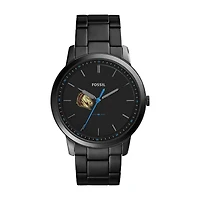 Men's Fossil  Black Southwest Minnesota State Mustangs Minimalist Slim Stainless Steel Watch