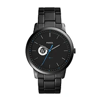 Men's Fossil  Black Walsh College Minimalist Slim Stainless Steel Watch