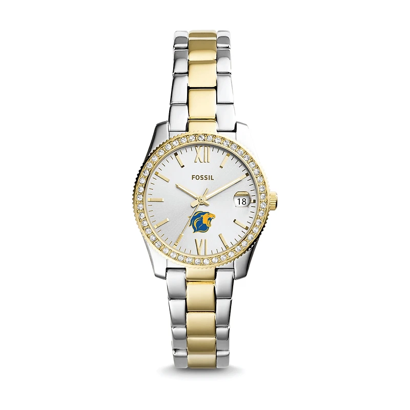 Women's Fossil Silver/Gold College of New Jersey Lions Scarlette Mini Two-Tone Stainless Steel Watch