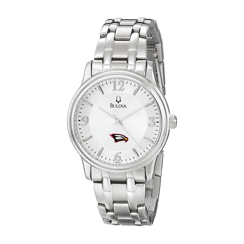 Men's Bulova  Silver Polk State College Eagles Stainless Steel Quartz Watch