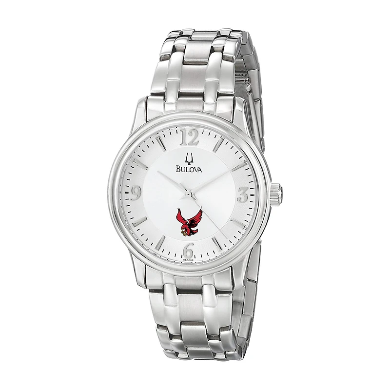 Men's Bulova  Silver Roberts Wesleyan Redhawks Stainless Steel Quartz Watch